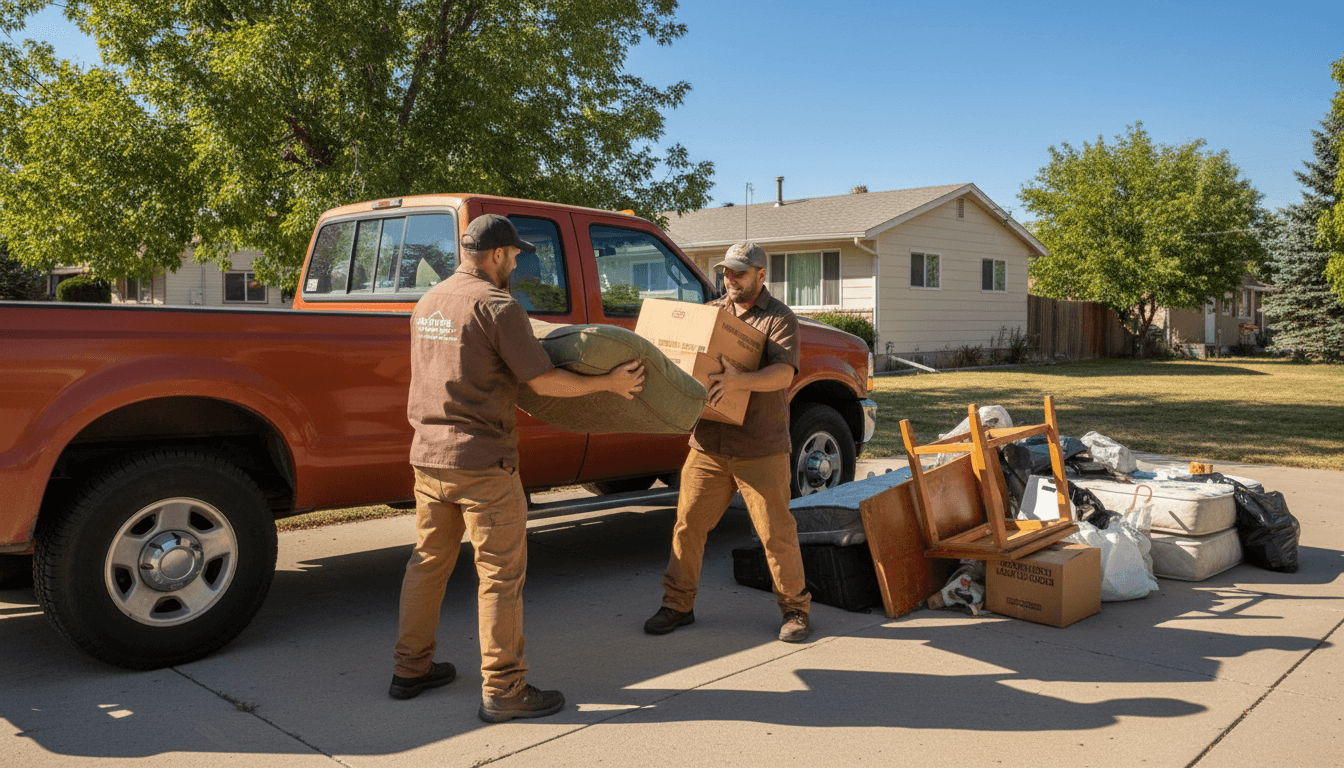 Provo Junk Removal team loading furniture into truck during residential pickup