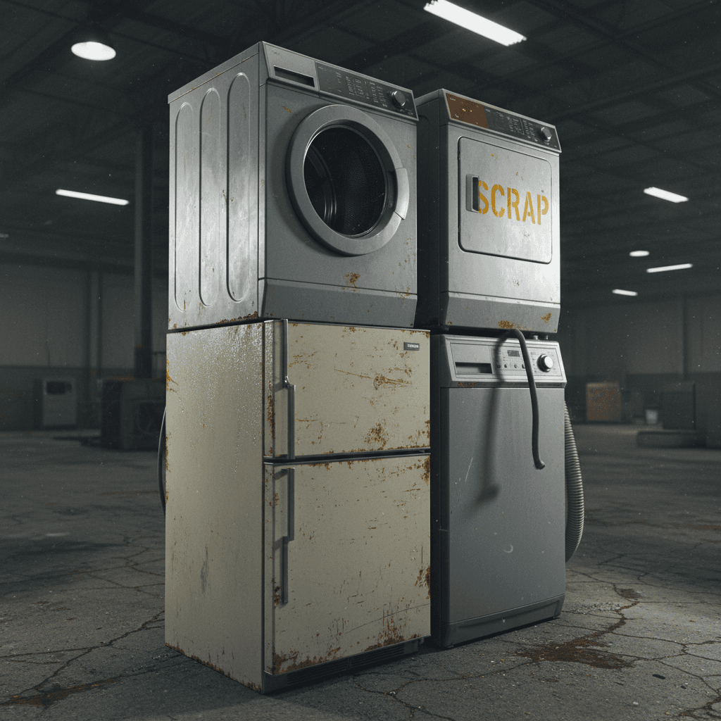 Stack of old appliances ready for hauling away